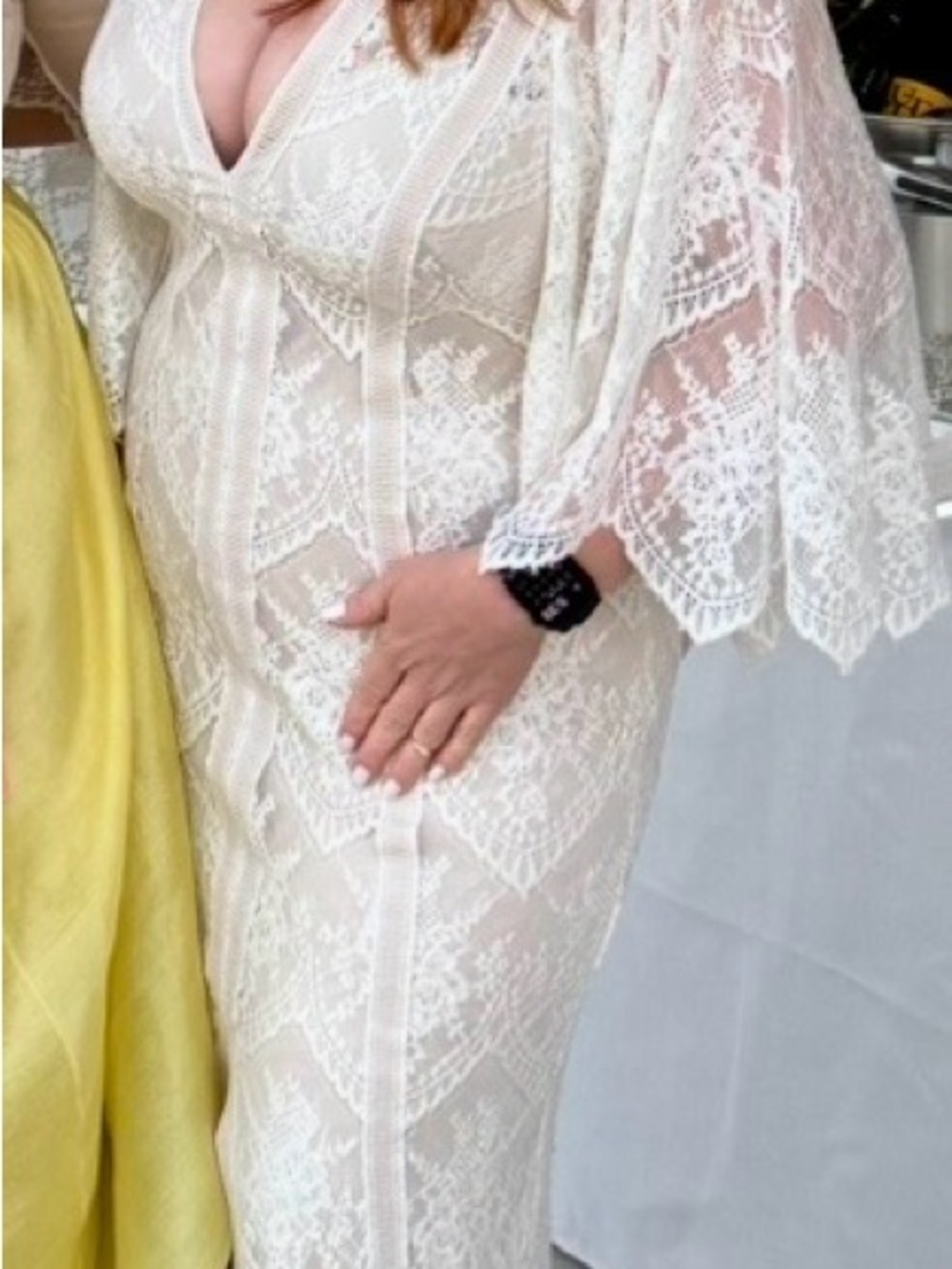 Anthropologie BHLDN x Tadashi Shoji Lorene Dress Boho Lace size 10 white/cream - Picture 10 of 13